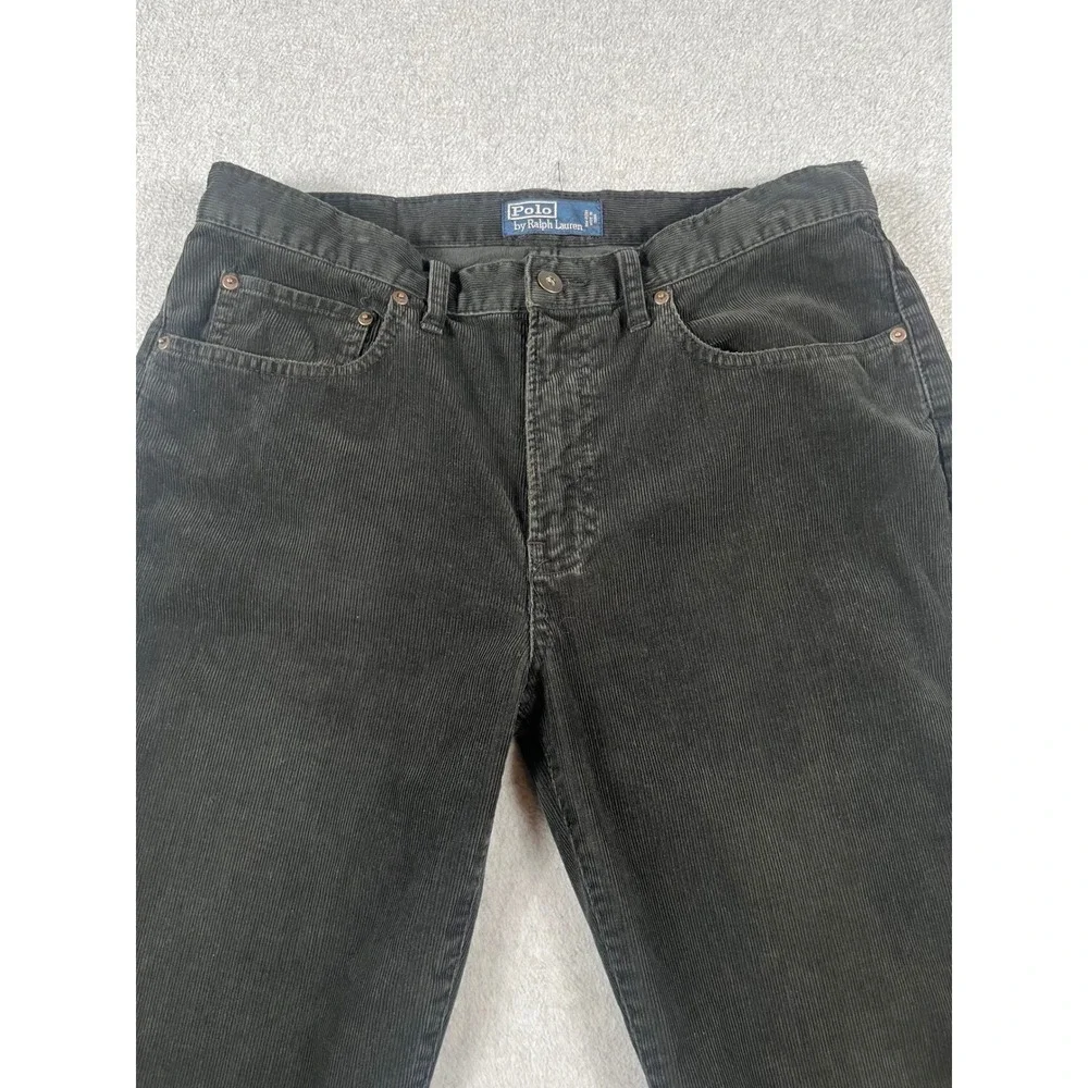 VTG Polo Ralph Lauren Mens Black Corduroy Straight Leg Pants 33x32 Dungarees